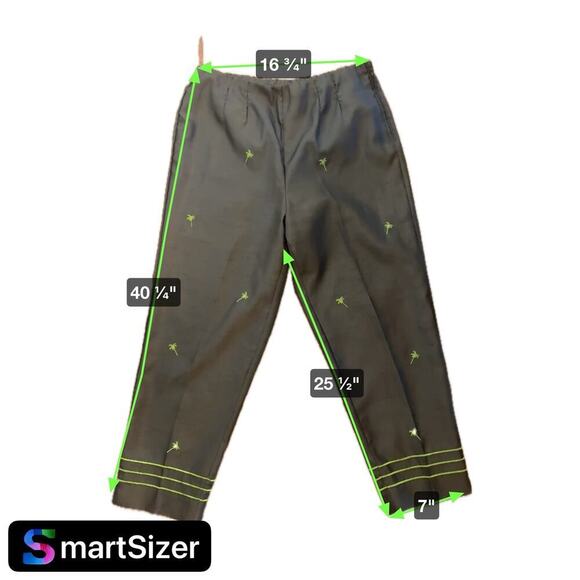 Sag Harbor Palm Tree Embroidered Cropped Linen Look Polyester Pants Womens Sz 16 - Picture 8 of 9